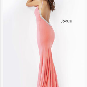Jovani Hot Pink Backless V Neck