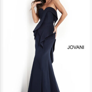 Jovani Navy Strapless Sweetheart Neckline Evening Dress