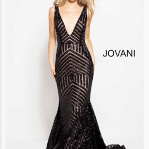 Aqua Open back Embellished Party dress black