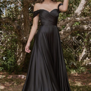 A-Line Satin Off the Shoulder Dress
