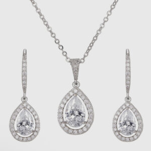 Bridal necklaces set Sweetv cystal teardrop jewelry sets classic style