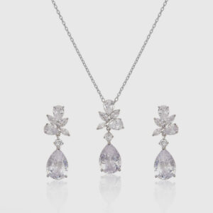 Bridal necklaces sweetv cubic zirconia bridal set silver