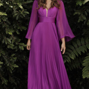 Pleated Chiffon Long Sleep Gown