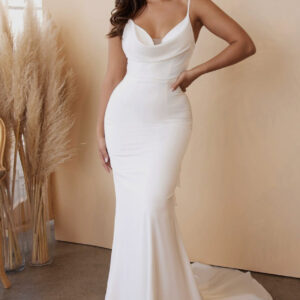 Tie-Back Sash Charmeuse Mermaid Reception gown