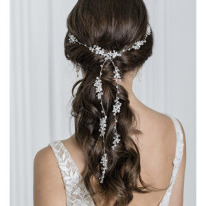 CBC2018_ Glistening hair vine of petite rhinestone flowers, crystals, and opal beads (approximately 40_ long)