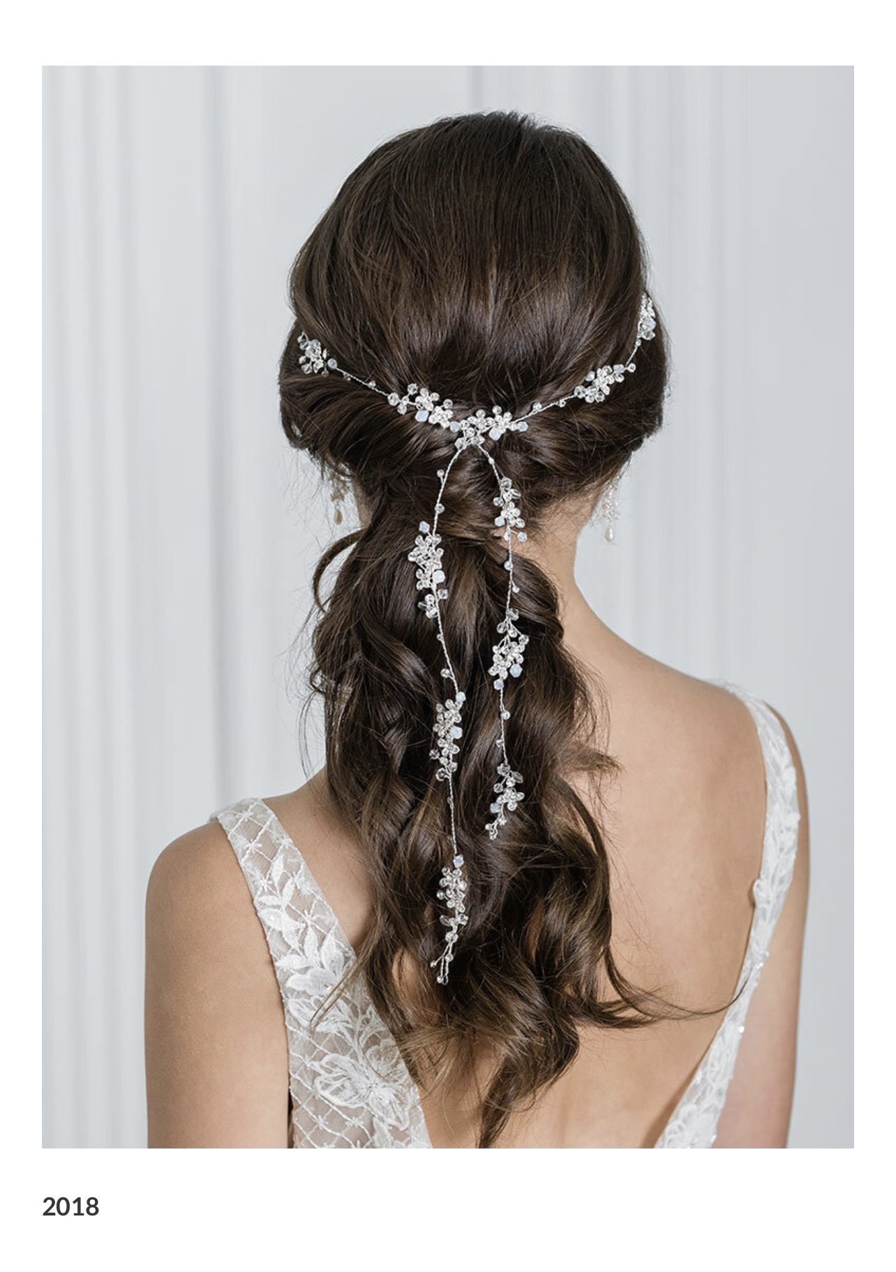 CBC2018_ Glistening hair vine of petite rhinestone flowers, crystals, and opal beads (approximately 40_ long)