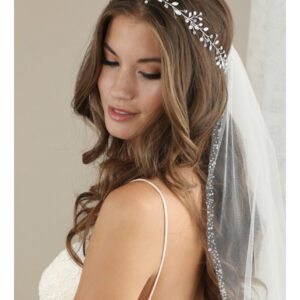 CBC6628_ Weave a garland of wired opal crystals and clear rhinestones into your wedding day hairstyle for a light tauch of elegant beauty