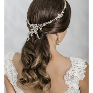 CBC6942 Bohemian halo of opal crystals, rhinestones, and leaves